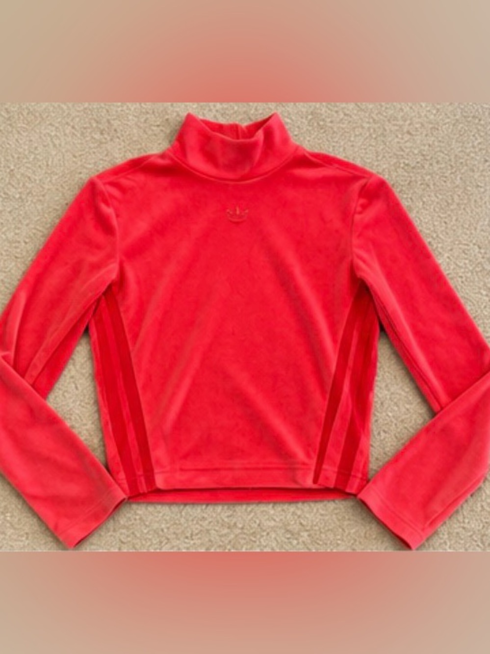 adidas Kids Bright Red Velour Turtleneck Sweater